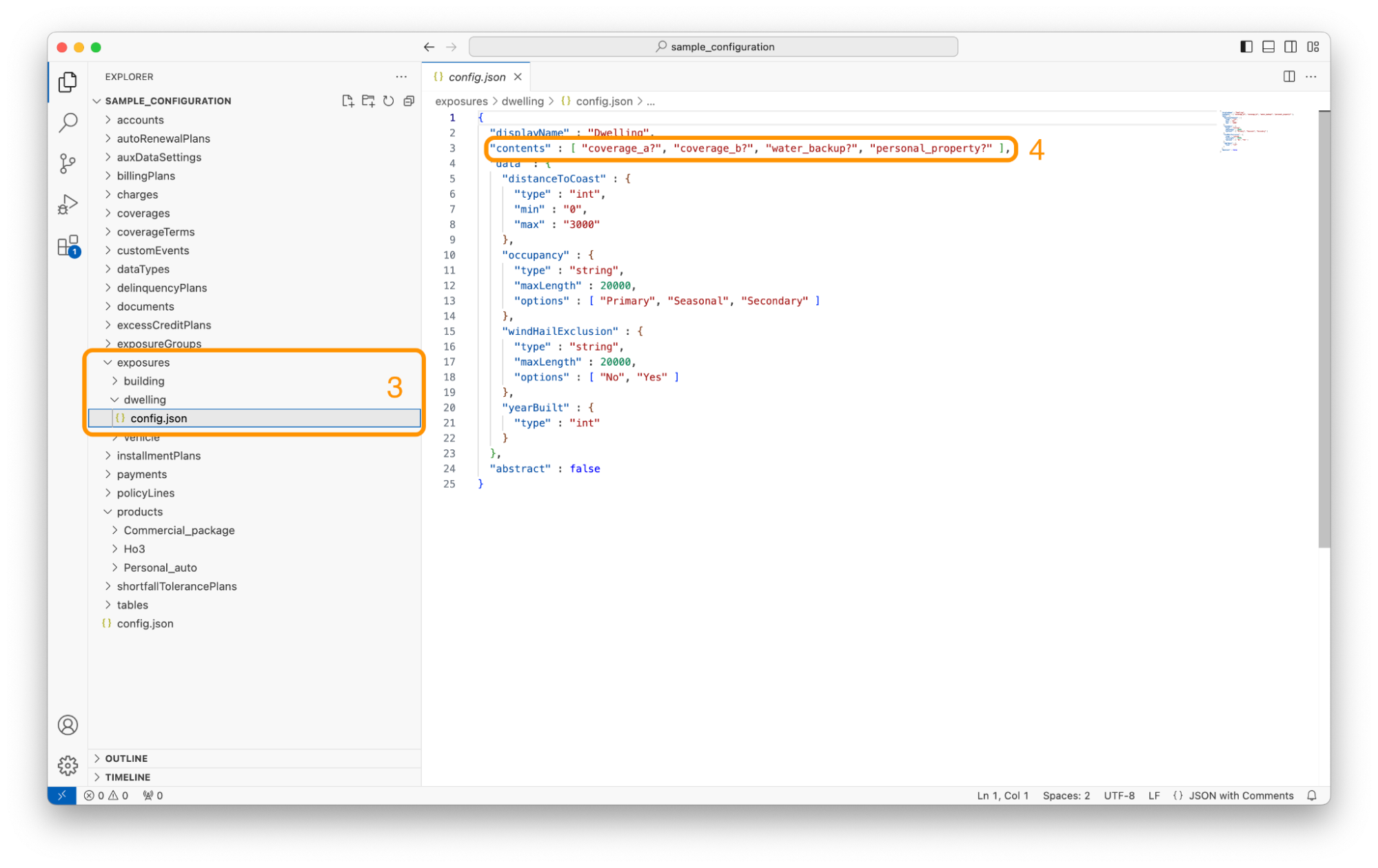 Screenshot of an exposure in a tenant configuration in a code editor.