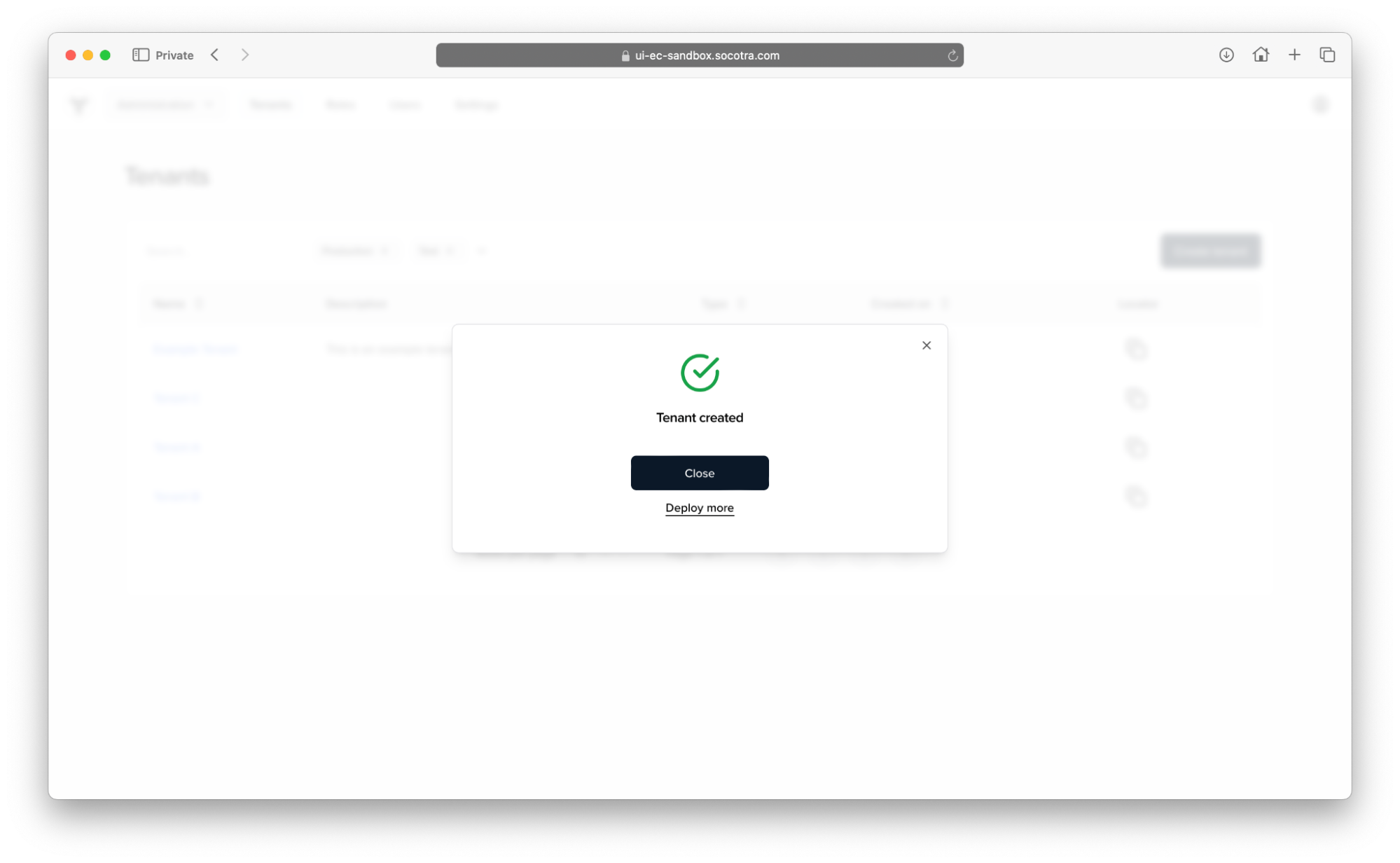 Screenshot of the Create token button in Socotra